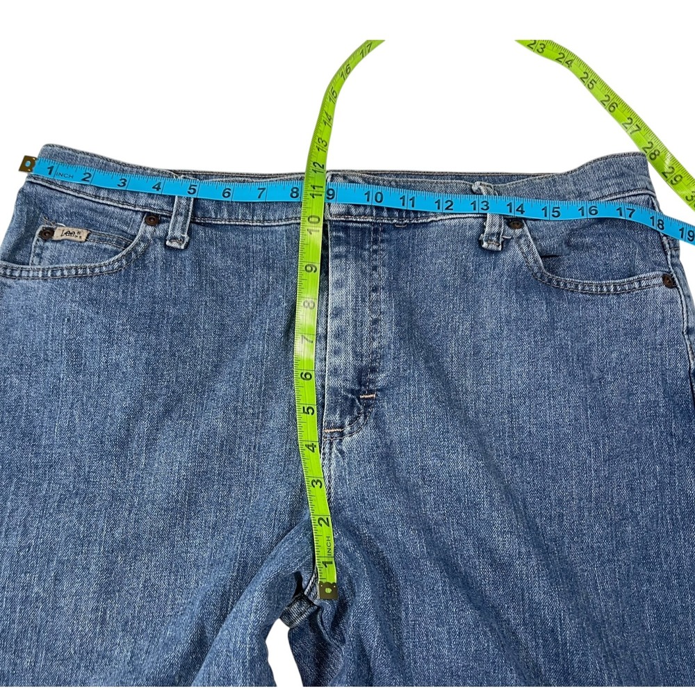 Lee 16 Short Blue Denim Relaxed Straight Leg Jeans Classic Mom Jeans Normcore - Picture 4 of 8